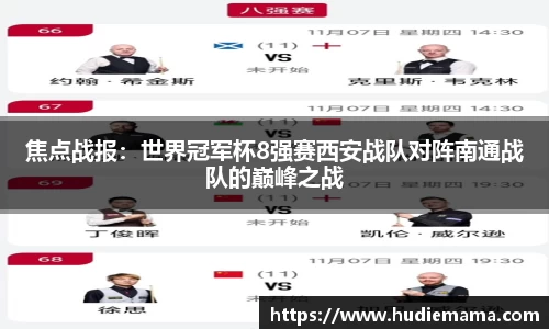 焦点战报：世界冠军杯8强赛西安战队对阵南通战队的巅峰之战